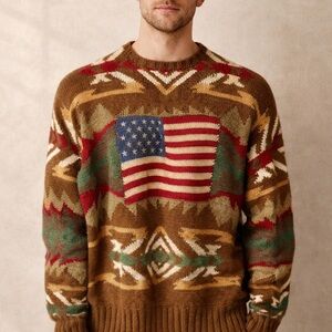 Vintage‎ Polo Ralph Lauren American Flag Western Knit Sweater